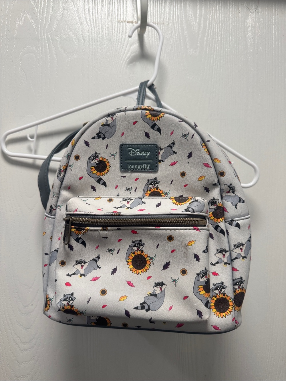 Loungefly White Raccoon & Sunflower Mini Backpack
